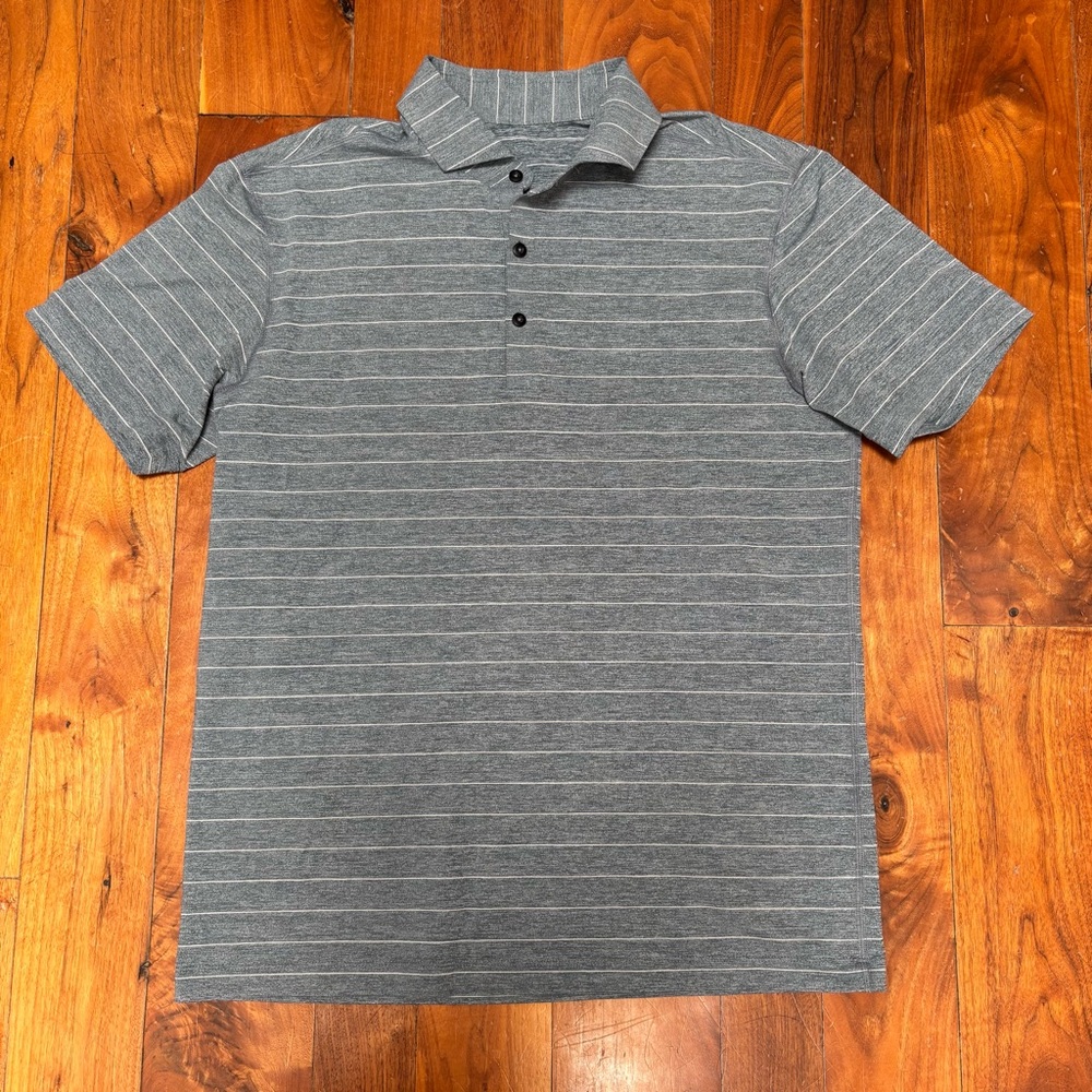 Lululemon Evolution Short-Sleeve Polo Shirt Blue Stripes L